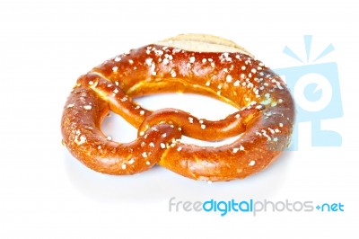 Bavarian Pretzel Isolated On White Stock Photo