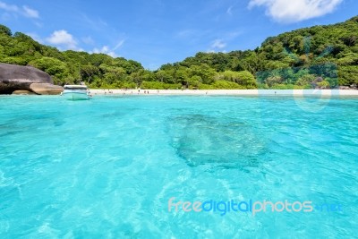 Bay Beach Front At The Similan Islands In Thailand Stock Photo