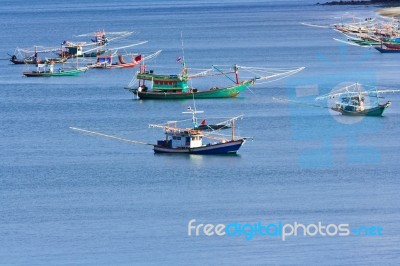 Bay With Fishing Boats Stock Photo