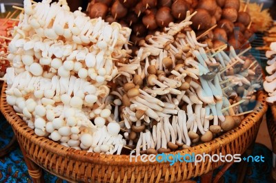 Bbq Mushrooms Stock Photo