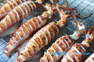 Bbq Squid Stock Photo