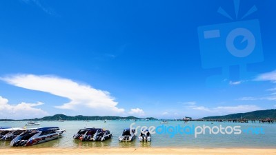 Beach Harbor Area At Ao Chalong Bay In Phuket, Thailand Stock Photo