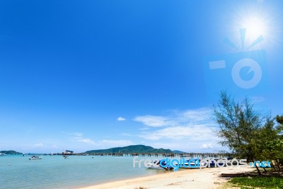 Beach Harbor Area At Ao Chalong Bay In Phuket, Thailand Stock Photo