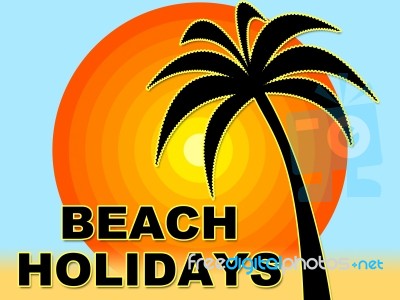 Beach Holidays Indicates Ocean Break And Vacational Stock Image