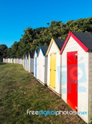 Beach Huts At Broadsands Beach Torbay Stock Photo