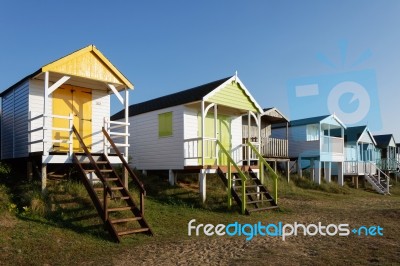 Beach Huts In Old Hunstanton Stock Photo