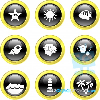 Beach Icon Set Stock Image