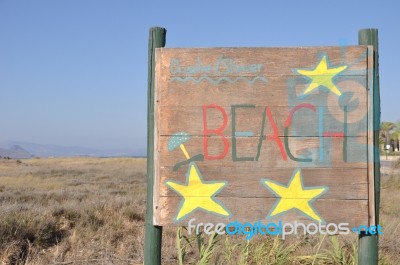 Beach Sign Stock Photo