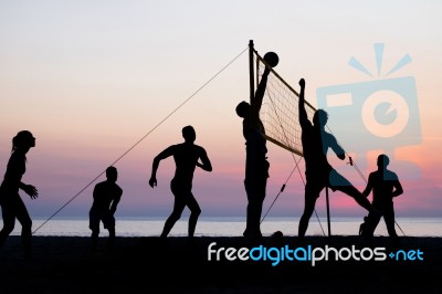 Beach Volleyball Stock Photo