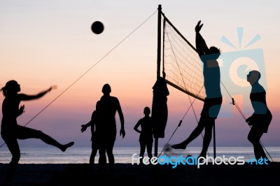 Beach Volleyball Stock Photo