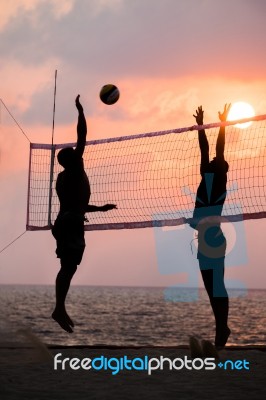 Beach Volleyball Stock Photo