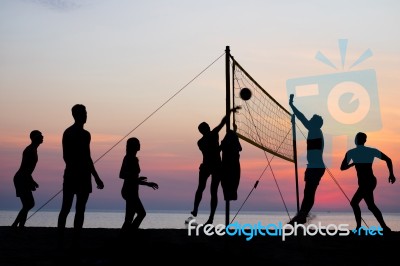 Beach Volleyball Stock Photo