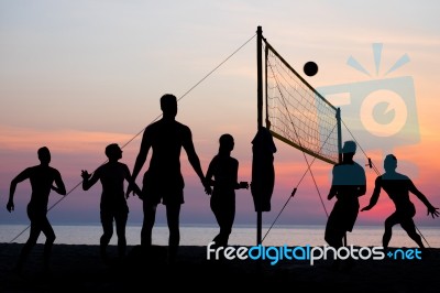 Beach Volleyball Stock Photo