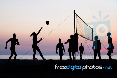 Beach Volleyball Stock Photo