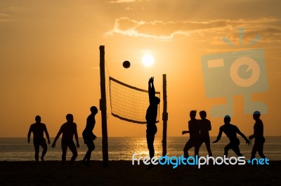 Beach Volleyball Stock Photo