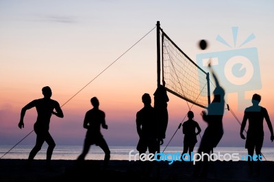 Beach Volleyball Stock Photo