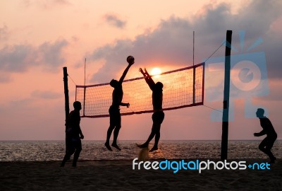 Beach Volleyball Stock Photo