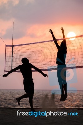 Beach Volleyball Stock Photo