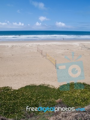 Beach Volleyball Net Stock Photo