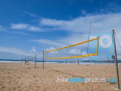 Beach Volleyball Net Stock Photo