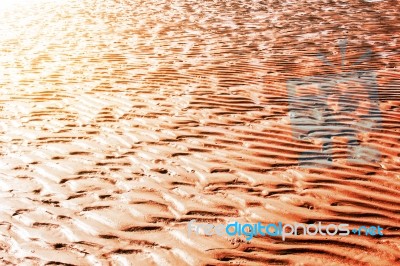 Beach With Morning Sun Stock Photo