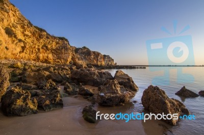 Beaches Near Ferragudo, Portugal Stock Photo