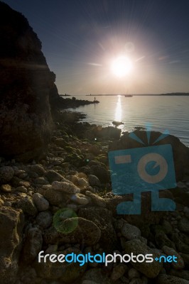 Beaches Near Ferragudo, Portugal Stock Photo