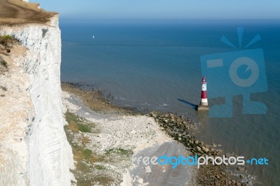 Beachey Head, Sussex/uk - July 23 : View Of The Lighthouse At Be… Stock Photo