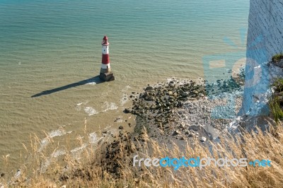 Beachey Head, Sussex/uk - July 23 : View Of The Lighthouse At Be… Stock Photo