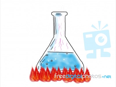 Beaker Boiling Drawing Color Stock Image