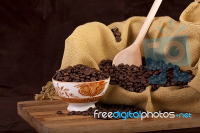 Beans Of Coffee On A Bowl Stock Photo