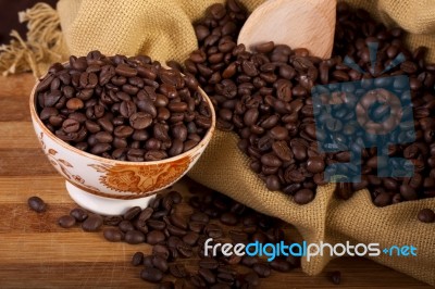 Beans Of Coffee On A Bowl Stock Photo