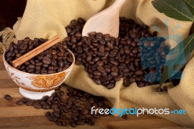 Beans Of Coffee On A Bowl Stock Photo