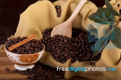 Beans Of Coffee On A Bowl Stock Photo