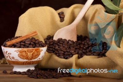 Beans Of Coffee On A Bowl Stock Photo