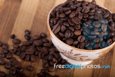 Beans Of Coffee On A Bowl Stock Photo