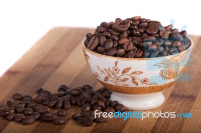 Beans Of Coffee On A Bowl Stock Photo