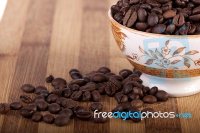 Beans Of Coffee On A Bowl Stock Photo