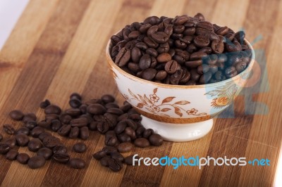 Beans Of Coffee On A Bowl Stock Photo