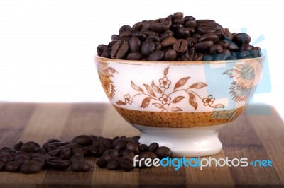 Beans Of Coffee On A Bowl Stock Photo