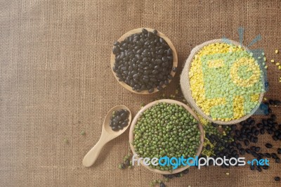 Beans On A Sack Stock Photo