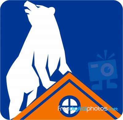 Bear On Roof Rectangle Retro Stock Image