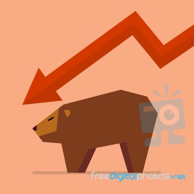 Bear With Graph Down Trend Stock Image