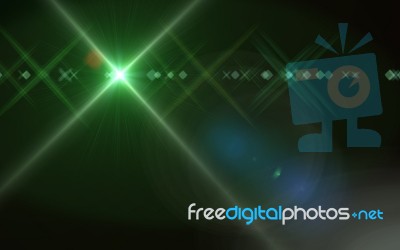 Beautiful Abstract Image Of Lens Flare With Black Background.green Shine On Black Background Stock Image