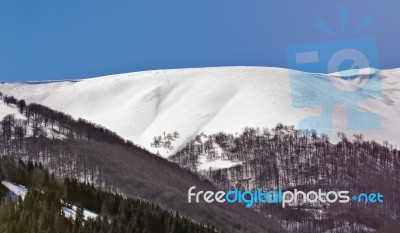 Beautiful Alps Winter Panoramic Aerial View Stock Photo