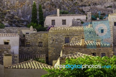 Beautiful Ancient Town Monemvasia Stock Photo