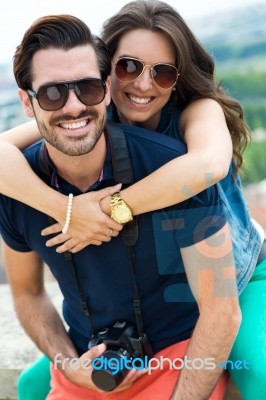 Beautiful And Smiling Couple Stock Photo