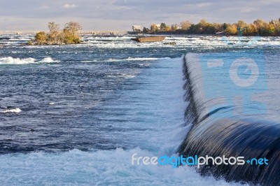 Beautiful Background With Small Waterfalls Close To The Amazing Niagara Falls Stock Photo