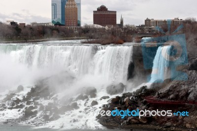 Beautiful Background With The Amazing Niagara Waterfall Stock Photo