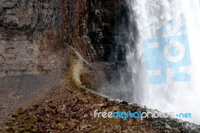 Beautiful Background With The Niagara Falls And The Rocks Stock Photo